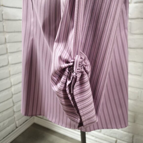 DCC Stretch Junior Plus Ladies Purple Black & White Striped Zipper Closure Shirt - Picture 4 of 8